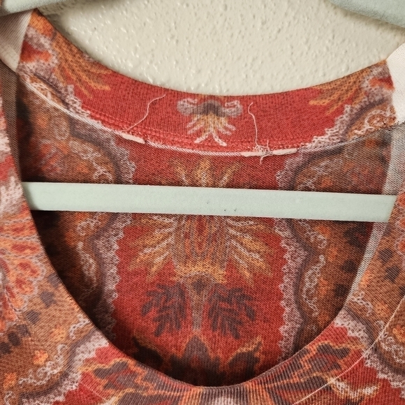 Soft Surroundings Red Paisley Peasant Flowy Long Sleeve Boho Tunic Top L - Picture 5 of 10